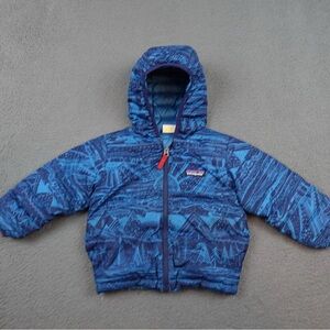 Patagonia Blue Patterned Hooded Jacket, Reversible